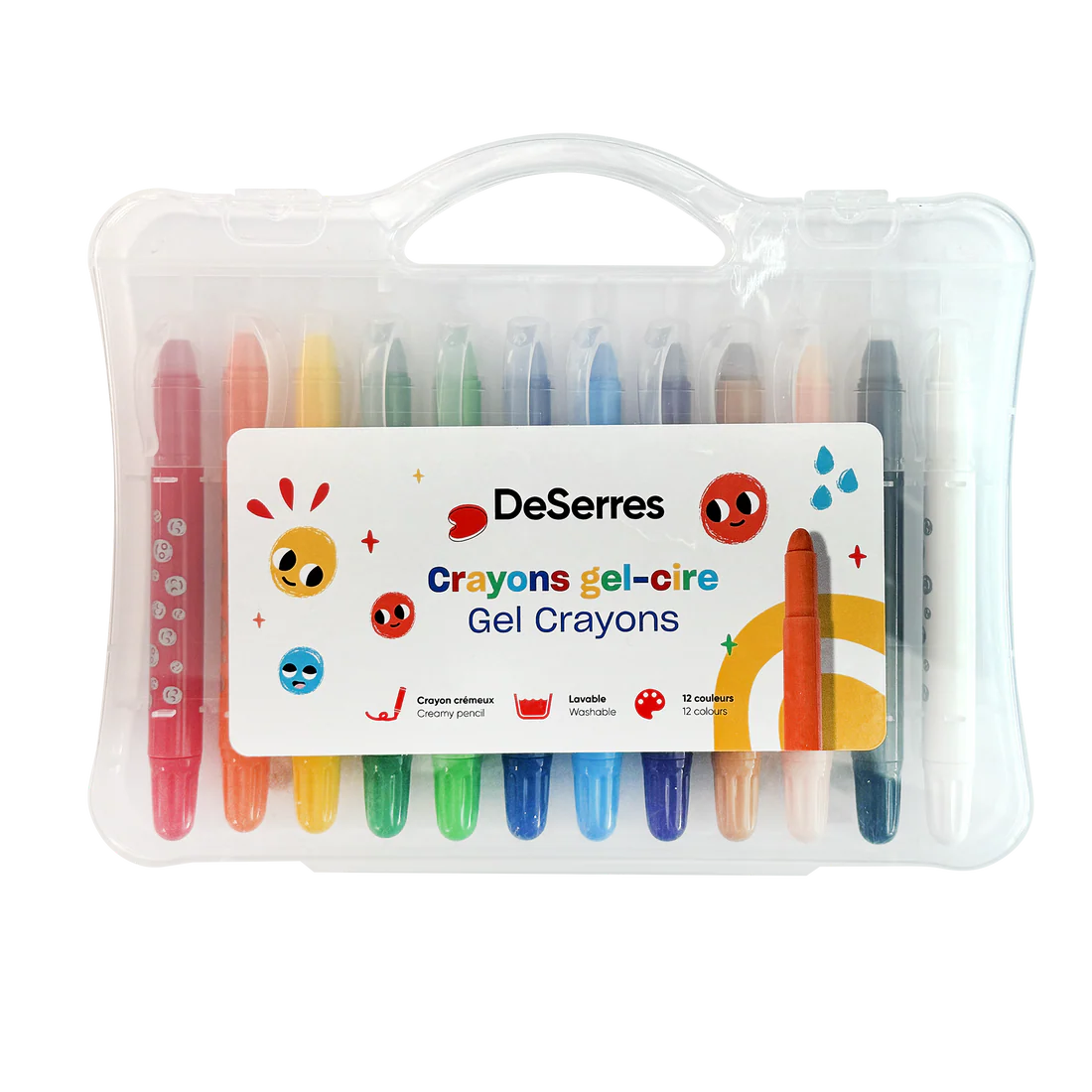 ENSEMBLE 12 CRAYONS GEL CIRE POUR ENFANTS