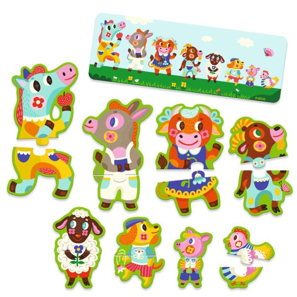 Puzzle duo-trio / Grands & petits à la ferme - Djeco