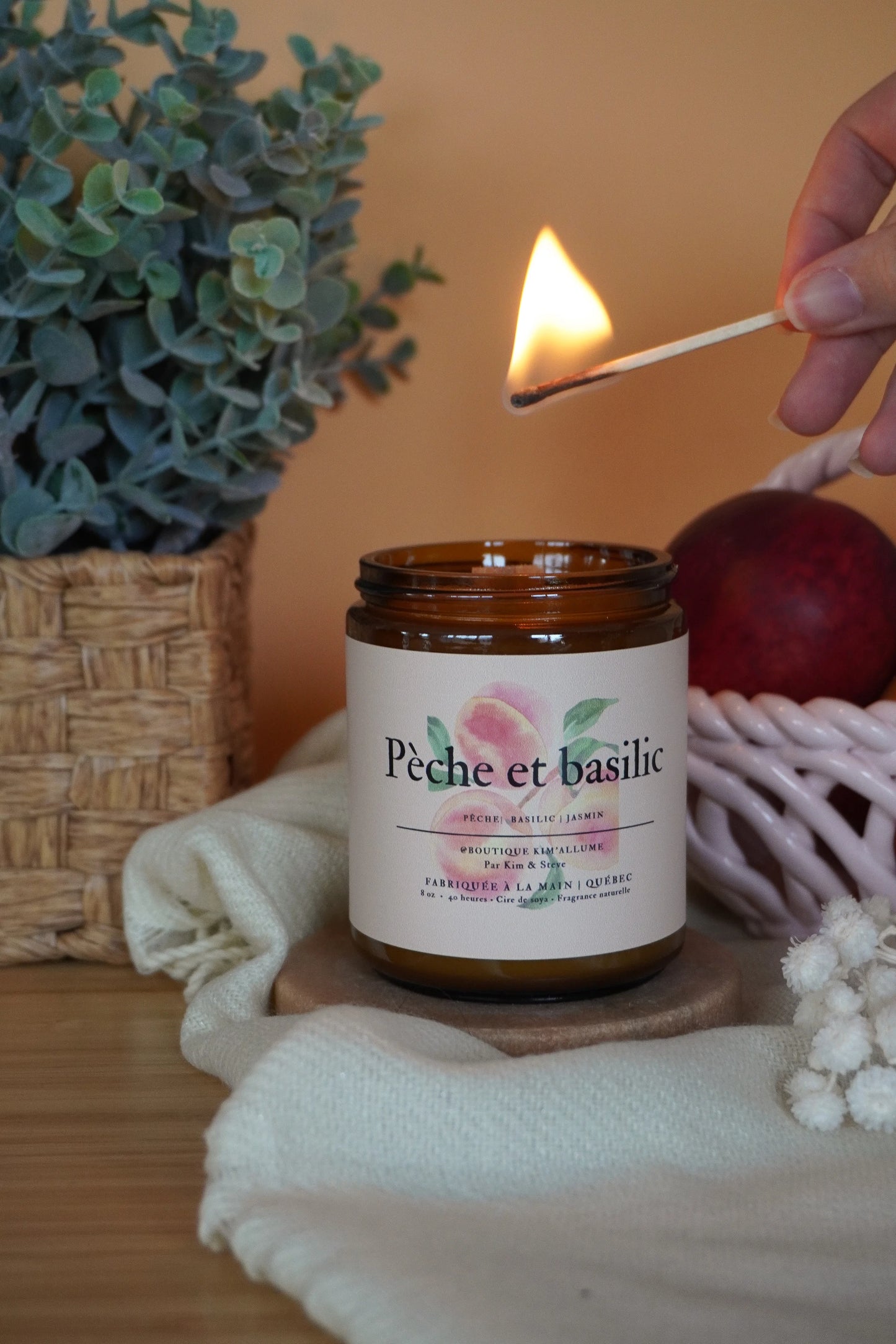 Chandelle Pêche et basilic