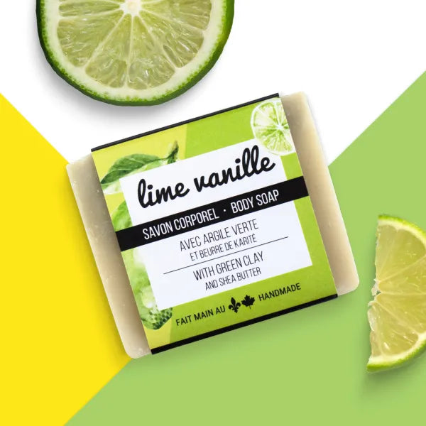 Savon hydratant pour le corps – Lime-vanille et argile verte