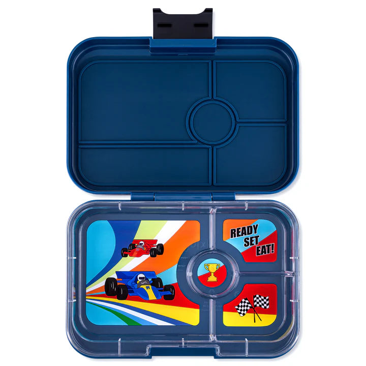 Boîte à bento étanche pour sandwichs - Yumbox Roar Red avec plateau Race Cars