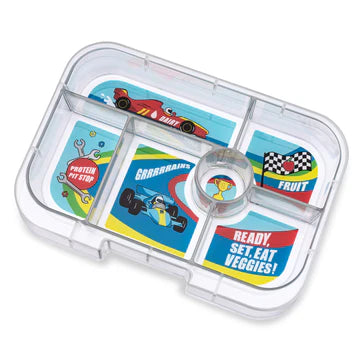 Boîte à bento étanche pour sandwichs - Yumbox Surf Blue avec plateau autos de course