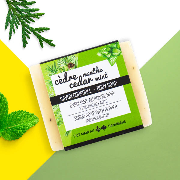 Savon exfoliant pour le corps - Cèdre-menthe