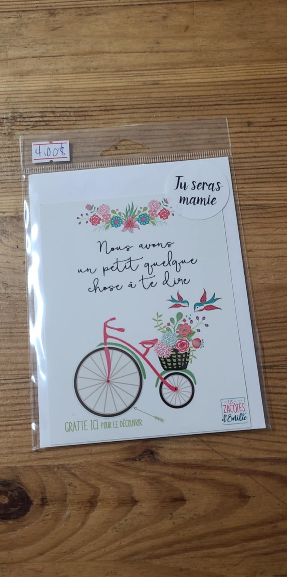 Carte à gratter pour future Grand-Maman ou Mamie