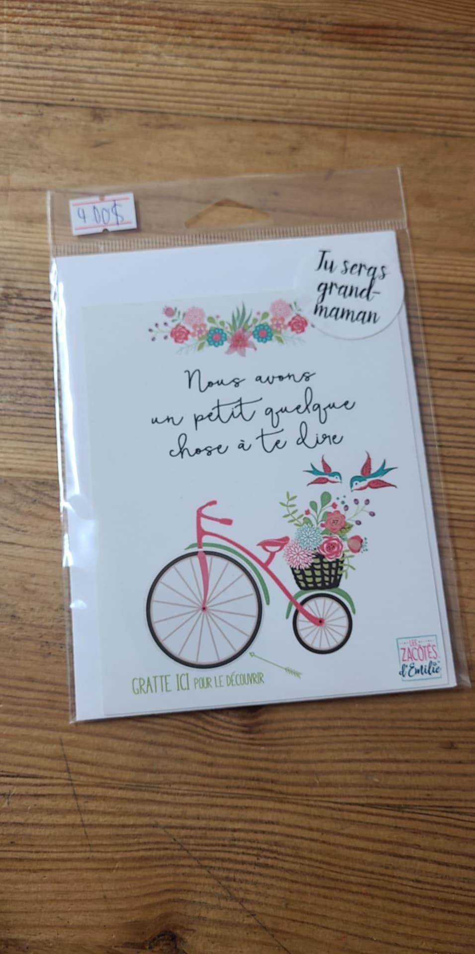 Carte à gratter pour future Grand-Maman ou Mamie
