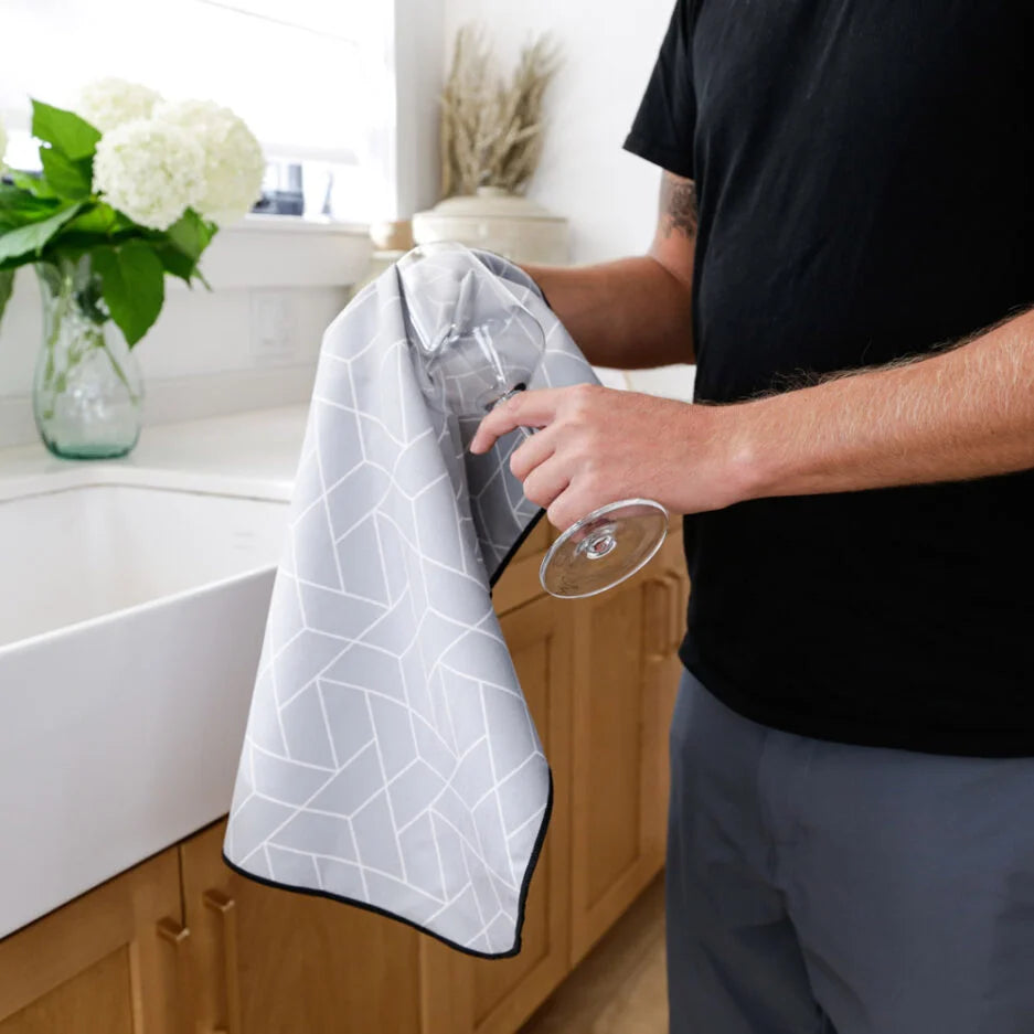 Linge à vaisselle en microfibre – Gris abtrait