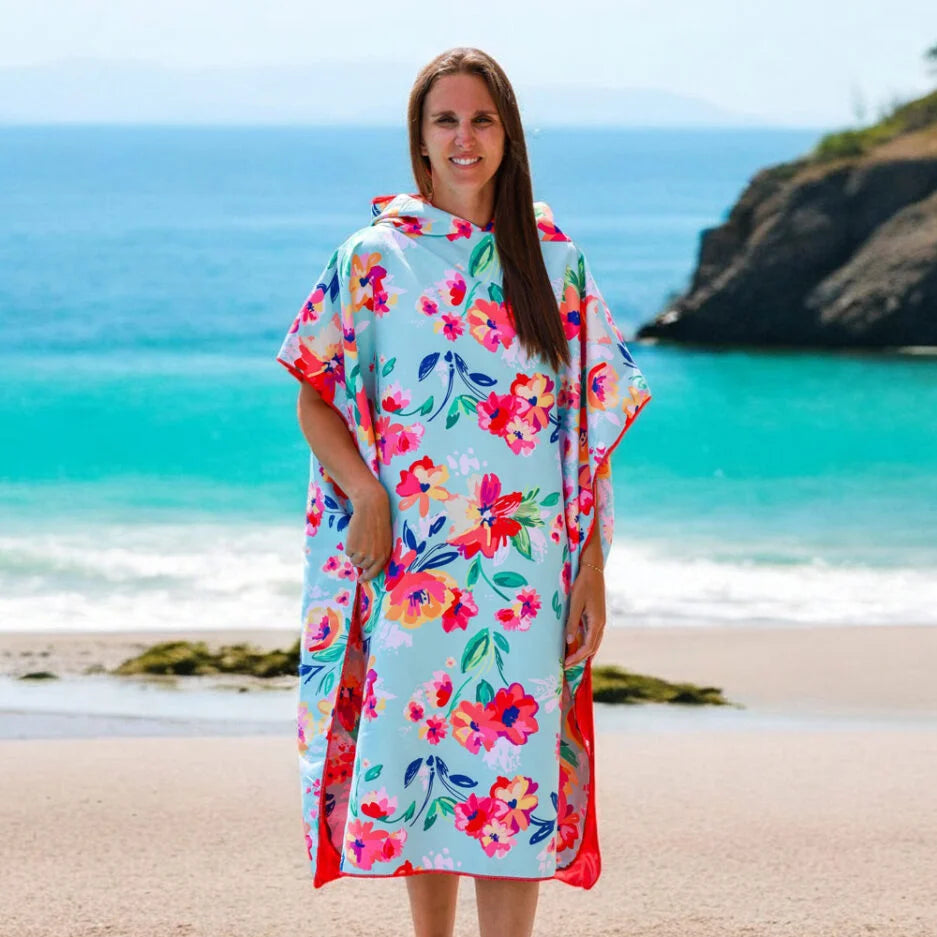 Poncho en microfibre pour adulte – Fleur de printemps