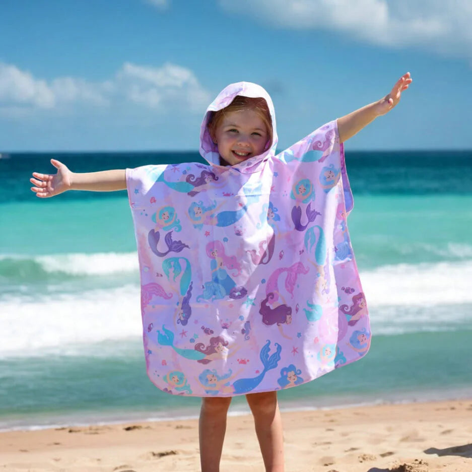Poncho en microfibre pour enfant – Sirène