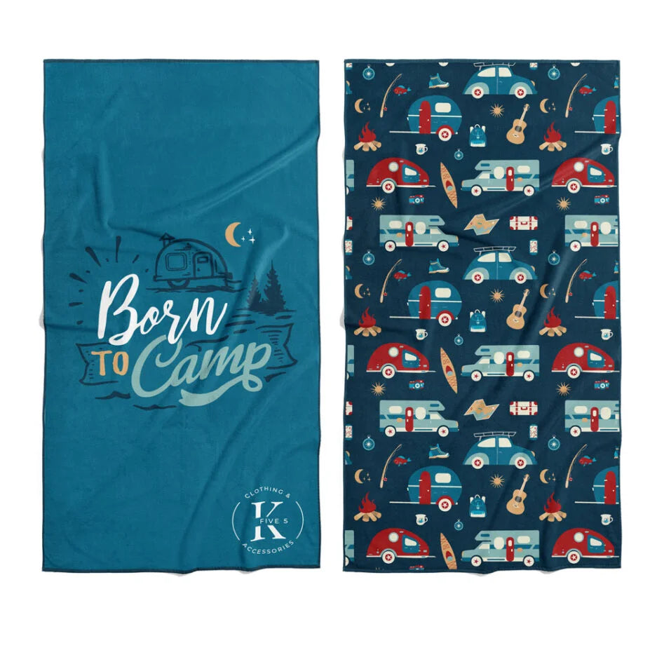 Serviette en microfibre Né pour le camp