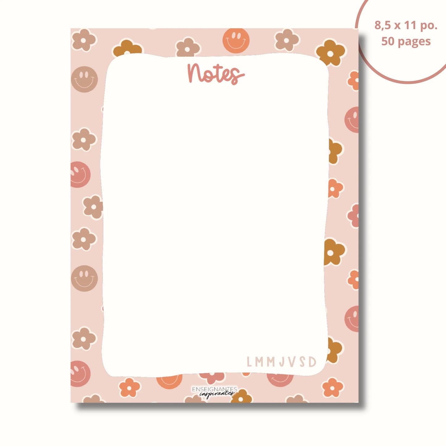 Bloc-note - Notes - Sourires et fleurs neutres