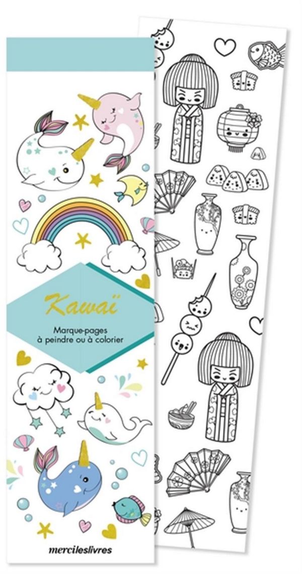 Marque-pages à peindre ou à colorier - Kawaï