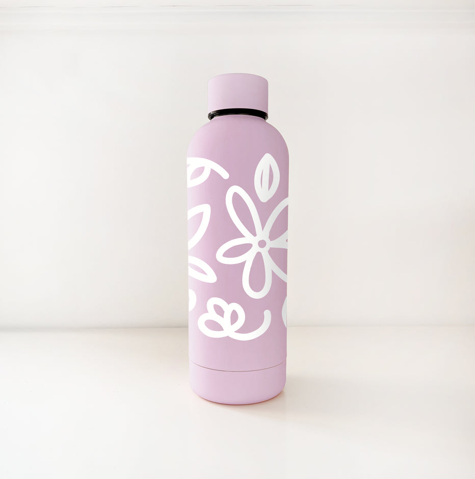 Bouteille-Champ de fleurs blanc