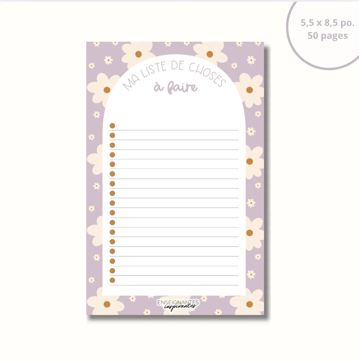 Bloc-note – Liste de choses à faire - Marguerites lilas