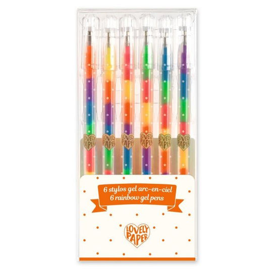 6 crayons gel arc-en-ciel