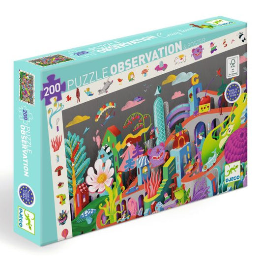Puzzle observation / Crazy Town / 200 pcs - Djeco