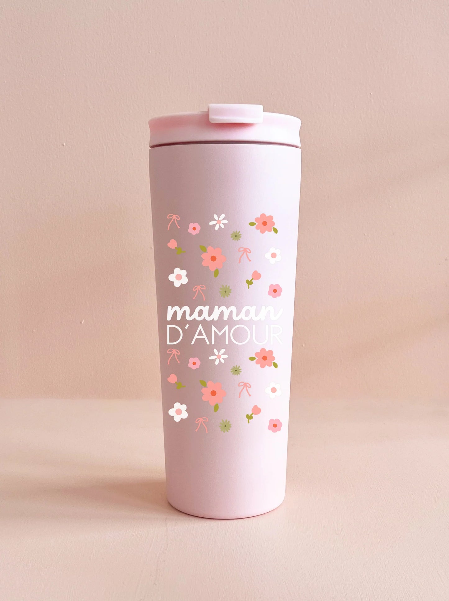Gobelet isotherme 24oz - rose Maman d'amour
