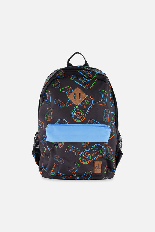 Sac à dos pour enfants noir imprimé manette