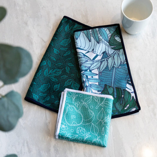 Chiffon de nettoyage en microfibre – Émeraude sauvage (3 pièces)