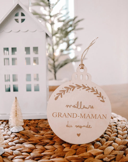 Ornement de Noël en bois - Meilleure grand-maman