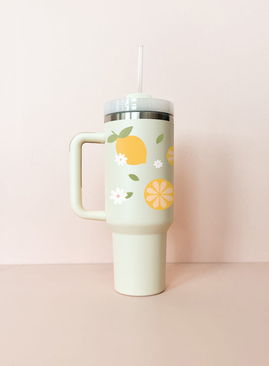 Gobelet isotherme-Blanc crème citrons