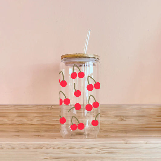 Verre boho rose  - cerises
