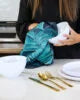 Linge à vaisselle en microfibre – Feuillage turquoise