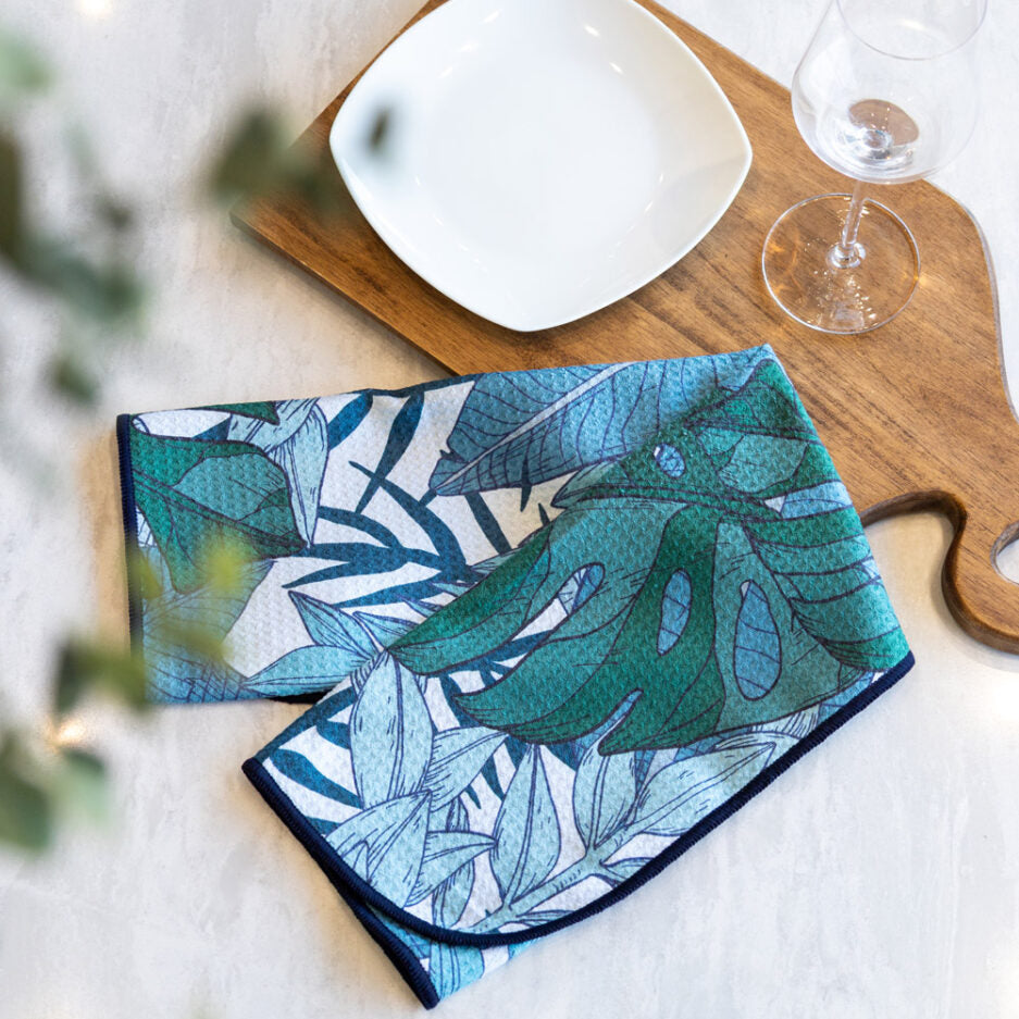 Linge à vaisselle en microfibre GAUFRÉ – Émeraude sauvauge