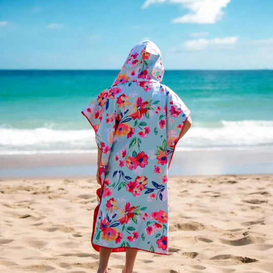 Poncho en microfibre pour ado – Fleur de printemps