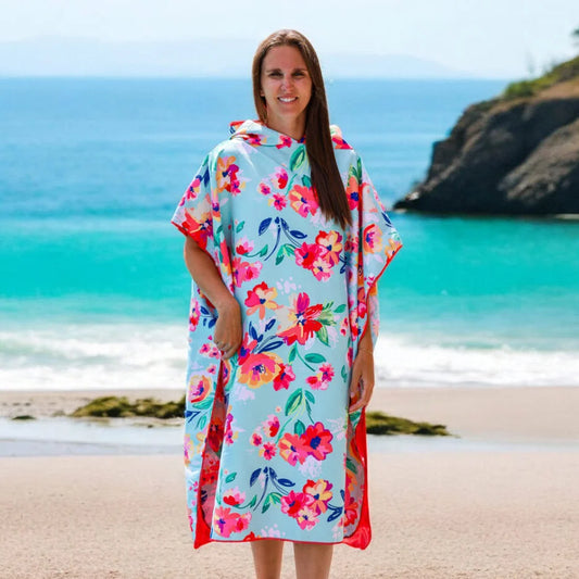 Poncho en microfibre pour adulte – Fleur de printemps