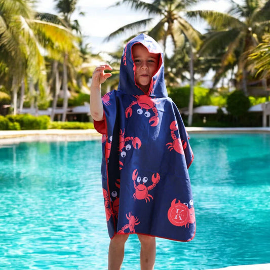 Poncho en microfibre pour enfant – Crabe