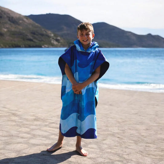 Poncho en microfibre pour ado – Vague