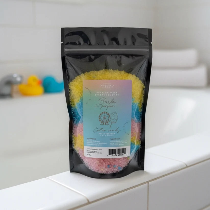 Sel de bain effervescent à la barbe à papa