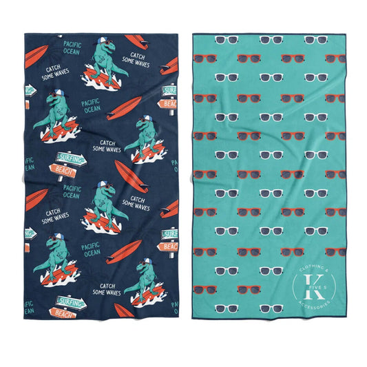 Serviette en microfibre Dinosaure surfeur