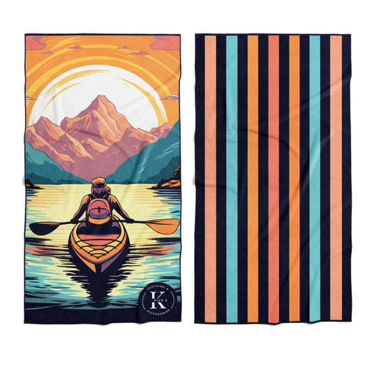 Serviette en microfibre – Couché de soleil en kayak