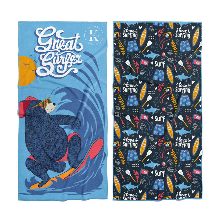 Serviette en microfibre – Ours surfeur