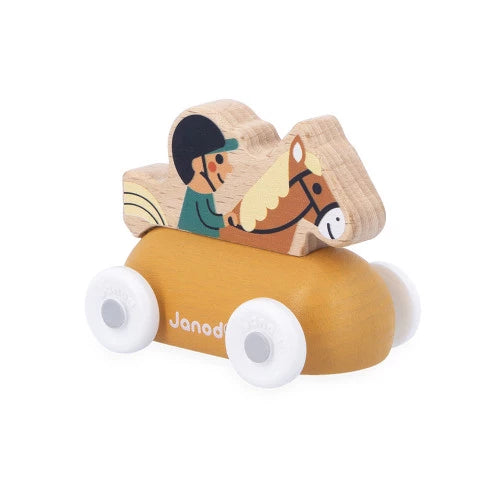 Voiture cavalier en bois